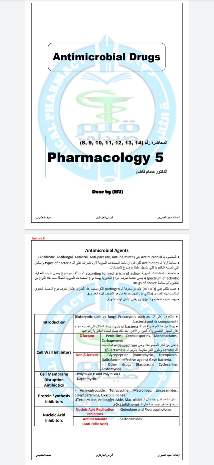 ملخص المضادات الحيويّة